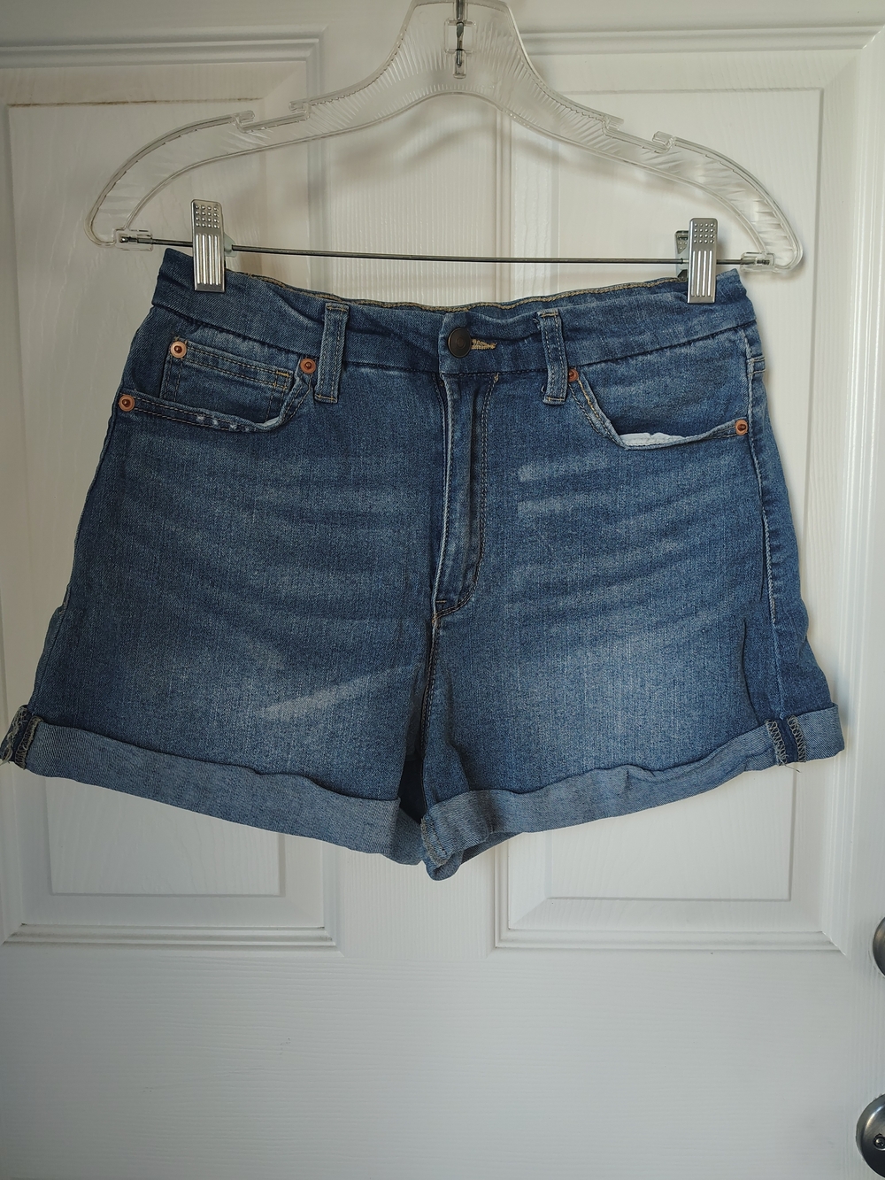 Denim Rolled Hem Women's Shorts - Blue